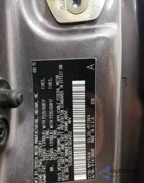 2015 Toyota Sienna from USA, damaged, VIN 5TDZK3DC5FS654053